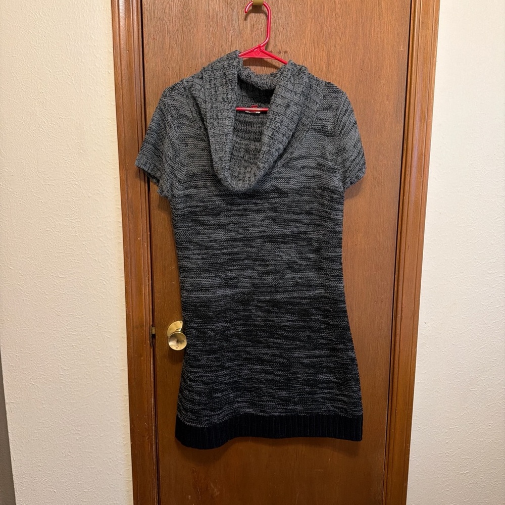 Lei Charcoal and Black Cowl Neck Sweater Dress VTG  Jrs XXL